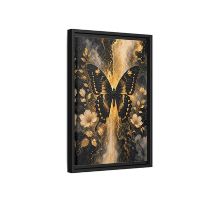 Side Mockup 6. Nature Butterfly Black And Gold shown as stretched canvas wall art