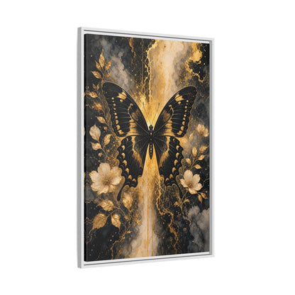Side Mockup 9. Nature Butterfly Black And Gold shown as stretched canvas wall art