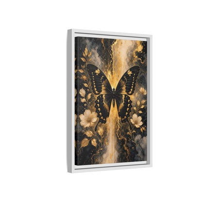 Side Mockup 4. Nature Butterfly Black And Gold shown as stretched canvas wall art