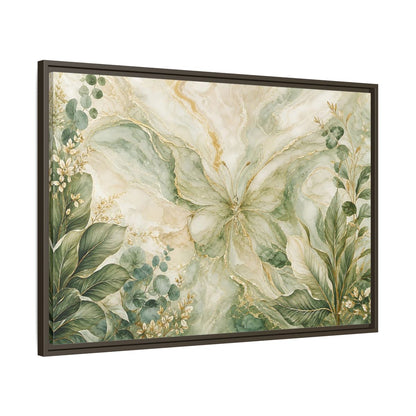 Main Mockup. Nature Butterfly Green Gold Abstract shown as stretched canvas wall art
