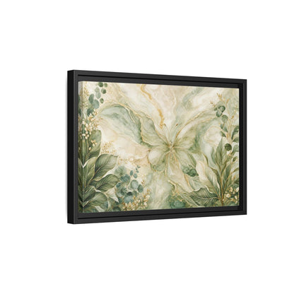 Side Mockup 6. Nature Butterfly Green Gold Abstract shown as stretched canvas wall art
