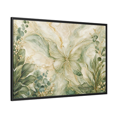 Side Mockup 12. Nature Butterfly Green Gold Abstract shown as stretched canvas wall art