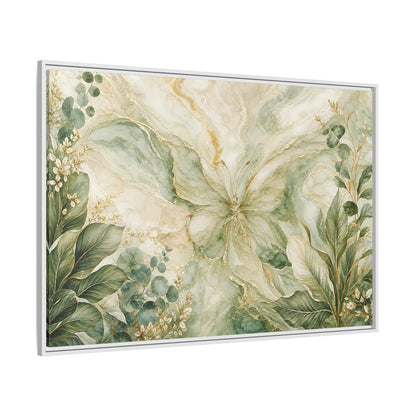 Side Mockup 7. Nature Butterfly Green Gold Abstract shown as stretched canvas wall art