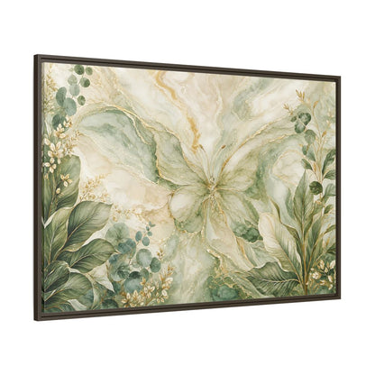 Side Mockup 8. Nature Butterfly Green Gold Abstract shown as stretched canvas wall art
