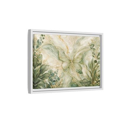 Side Mockup 4. Nature Butterfly Green Gold Abstract shown as stretched canvas wall art