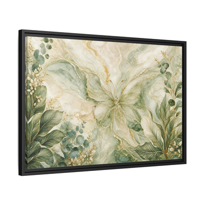 Side Mockup 14. Nature Butterfly Green Gold Abstract shown as stretched canvas wall art