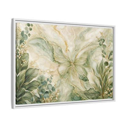 Side Mockup 10. Nature Butterfly Green Gold Abstract shown as stretched canvas wall art