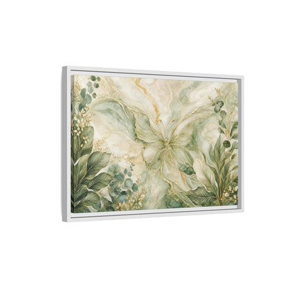 Side Mockup 1. Nature Butterfly Green Gold Abstract shown as stretched canvas wall art
