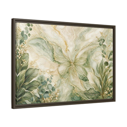 Side Mockup 11. Nature Butterfly Green Gold Abstract shown as stretched canvas wall art