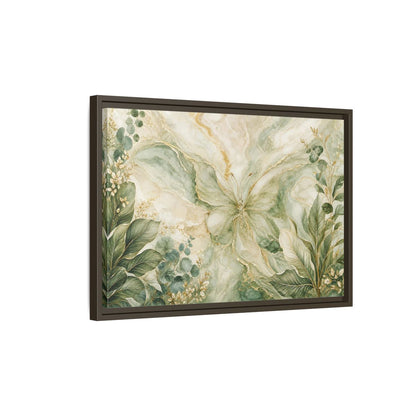 Side Mockup 2. Nature Butterfly Green Gold Abstract shown as stretched canvas wall art