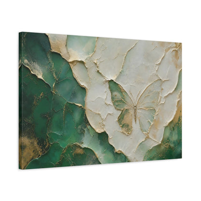 Side Mockup 2. Nature Butterfly Green Gold shown as stretched canvas wall art