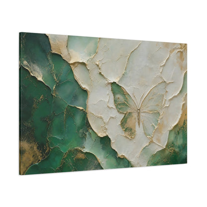 Side Mockup 1. Nature Butterfly Green Gold shown as stretched canvas wall art