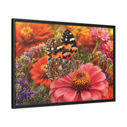 Side Mockup 13. Nature Butterfly Orange Butterfly Pink Flower shown as stretched canvas wall art