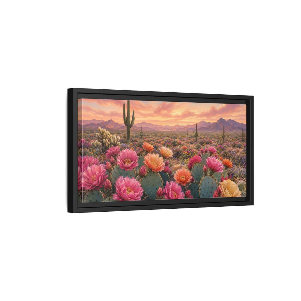Side Mockup 8. Nature Cactus Flowers Desert Sunset Bloom shown as stretched canvas wall art