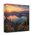 Side Mockup 2. Nature Caldera Lake Sunset Lake shown as stretched canvas wall art