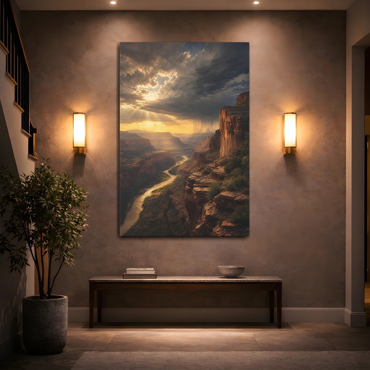 Mockup 2. Nature Canyon Desert Canyon Sunset shown as stretched canvas wall art