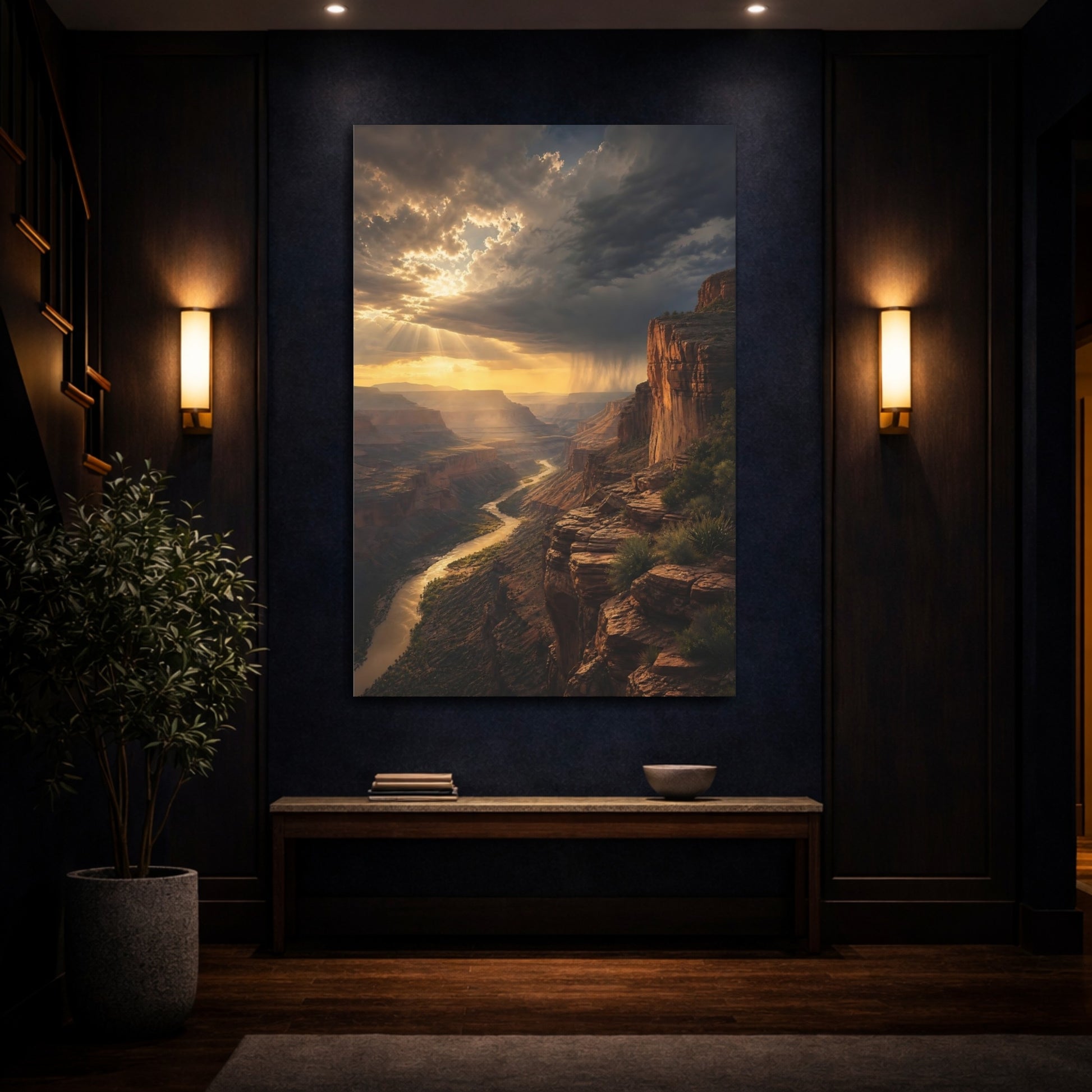 Mockup 4. Nature Canyon Desert Canyon Sunset shown as stretched canvas wall art