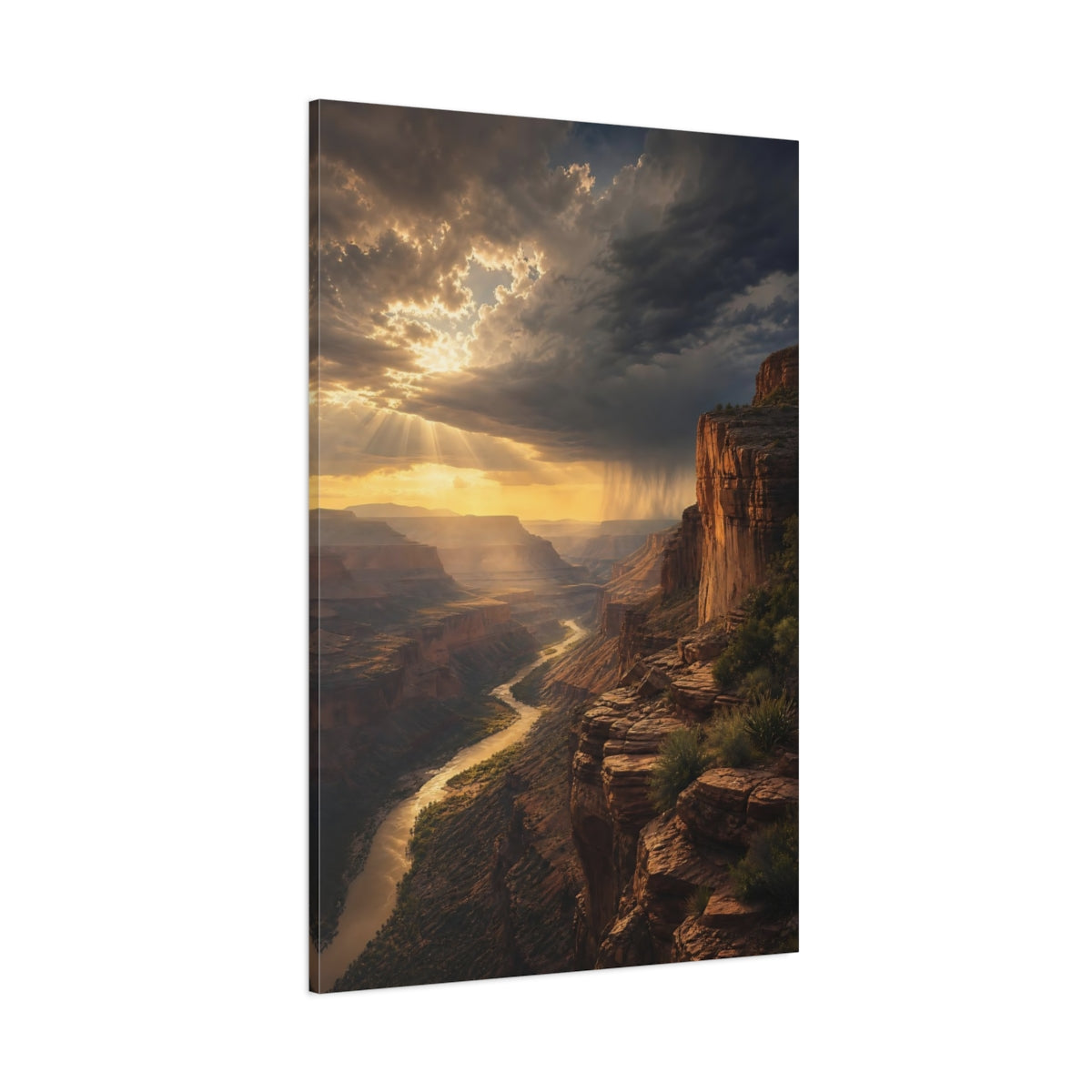 Side Mockup 1. Nature Canyon Desert Canyon Sunset shown as stretched canvas wall art