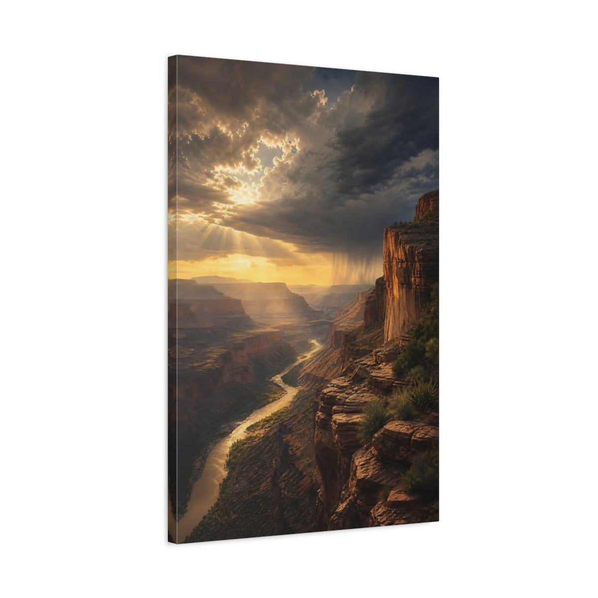 Side Mockup 2. Nature Canyon Desert Canyon Sunset shown as stretched canvas wall art