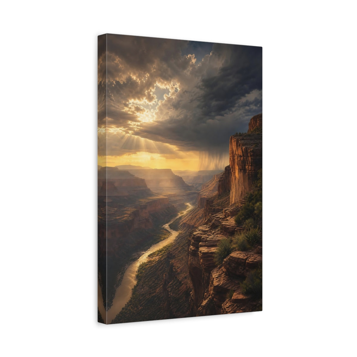Side Mockup 4. Nature Canyon Desert Canyon Sunset shown as stretched canvas wall art