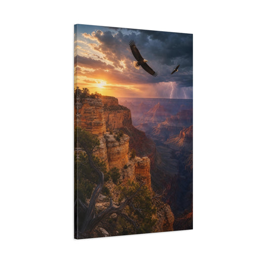Main Mockup. Nature Canyon Eagles Canyon Lightning shown as stretched canvas wall art