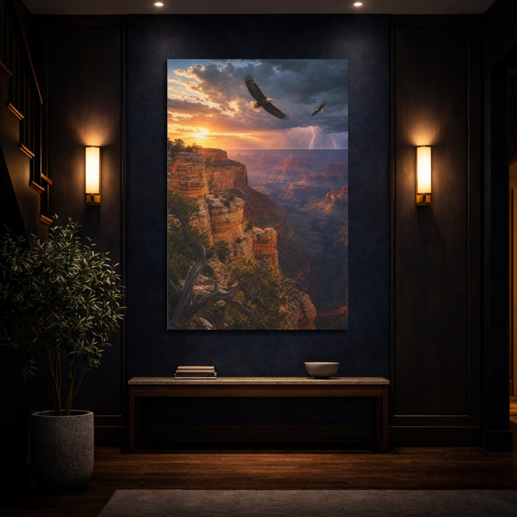 Mockup 4. Nature Canyon Eagles Canyon Lightning shown as stretched canvas wall art