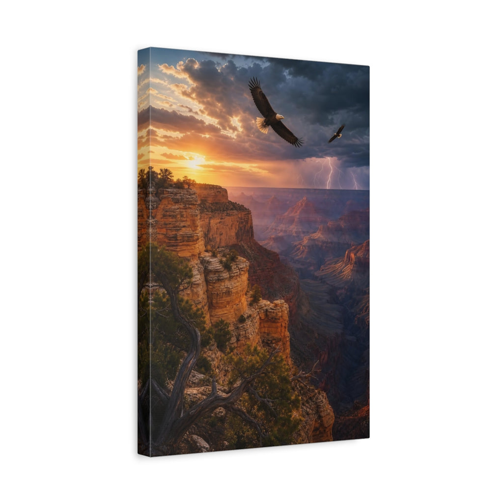 Side Mockup 4. Nature Canyon Eagles Canyon Lightning shown as stretched canvas wall art