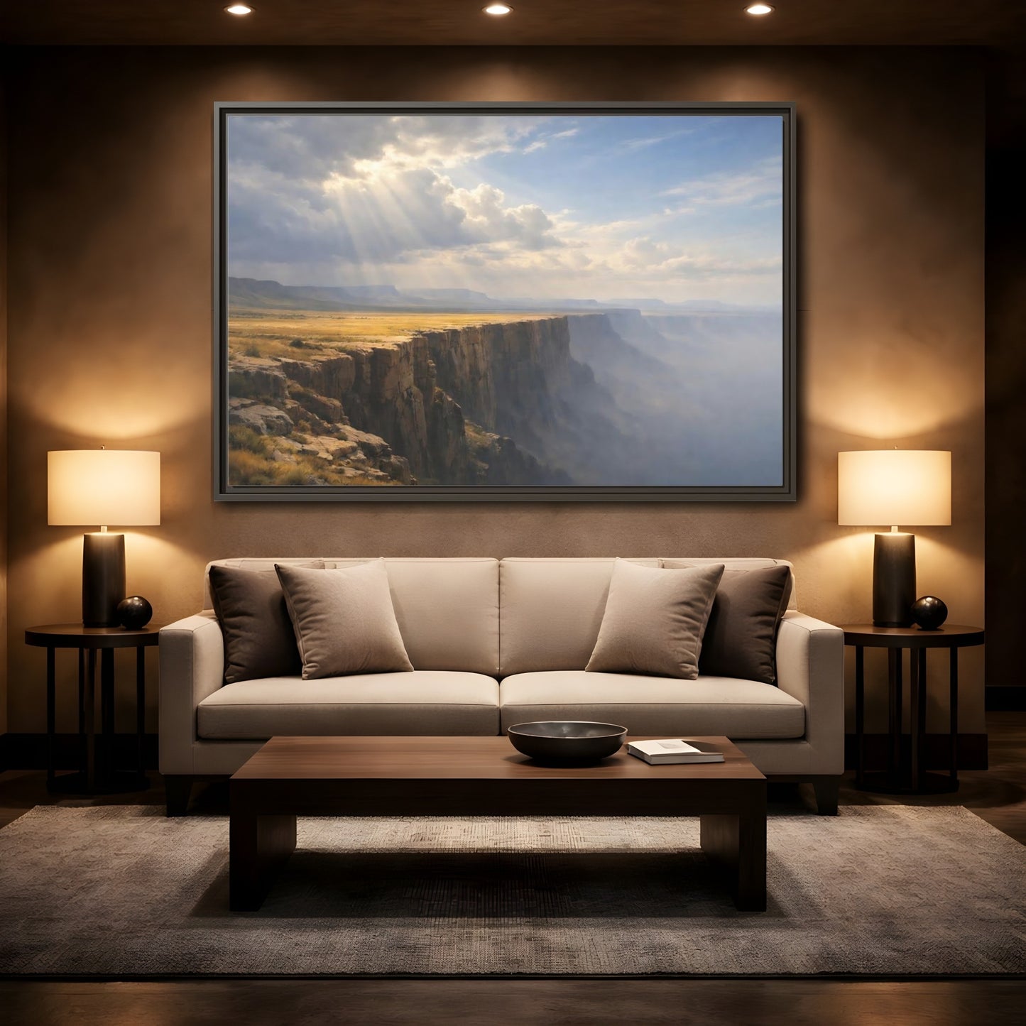Mockup 2. Nature Canyon Golden Canyon shown as stretched canvas wall art