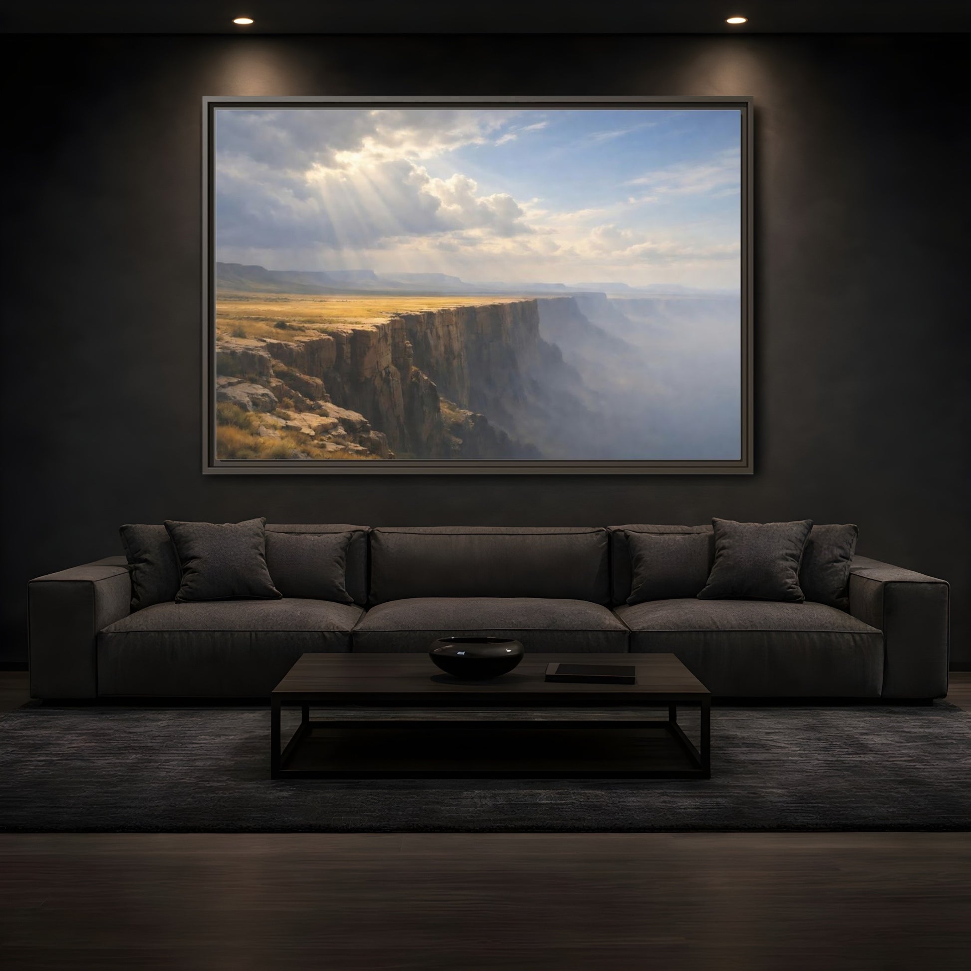 Mockup 3. Nature Canyon Golden Canyon shown as stretched canvas wall art