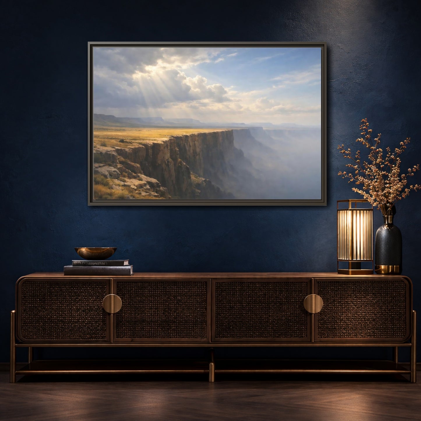 Mockup 4. Nature Canyon Golden Canyon shown as stretched canvas wall art