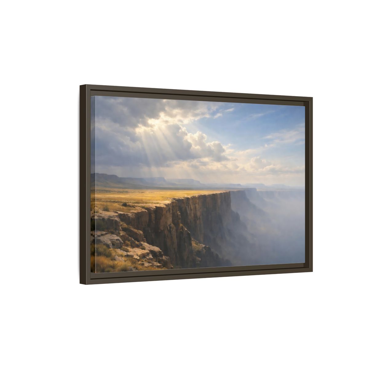 Side Mockup 2. Nature Canyon Golden Canyon shown as stretched canvas wall art