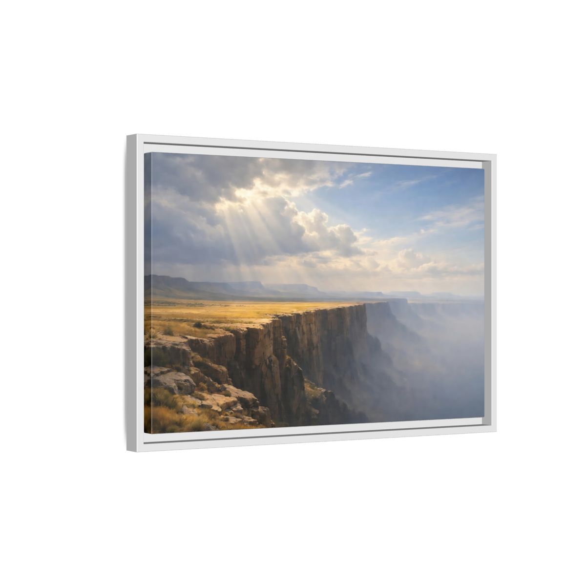 Side Mockup 1. Nature Canyon Golden Canyon shown as stretched canvas wall art