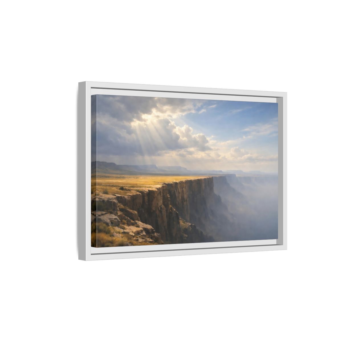 Side Mockup 4. Nature Canyon Golden Canyon shown as stretched canvas wall art