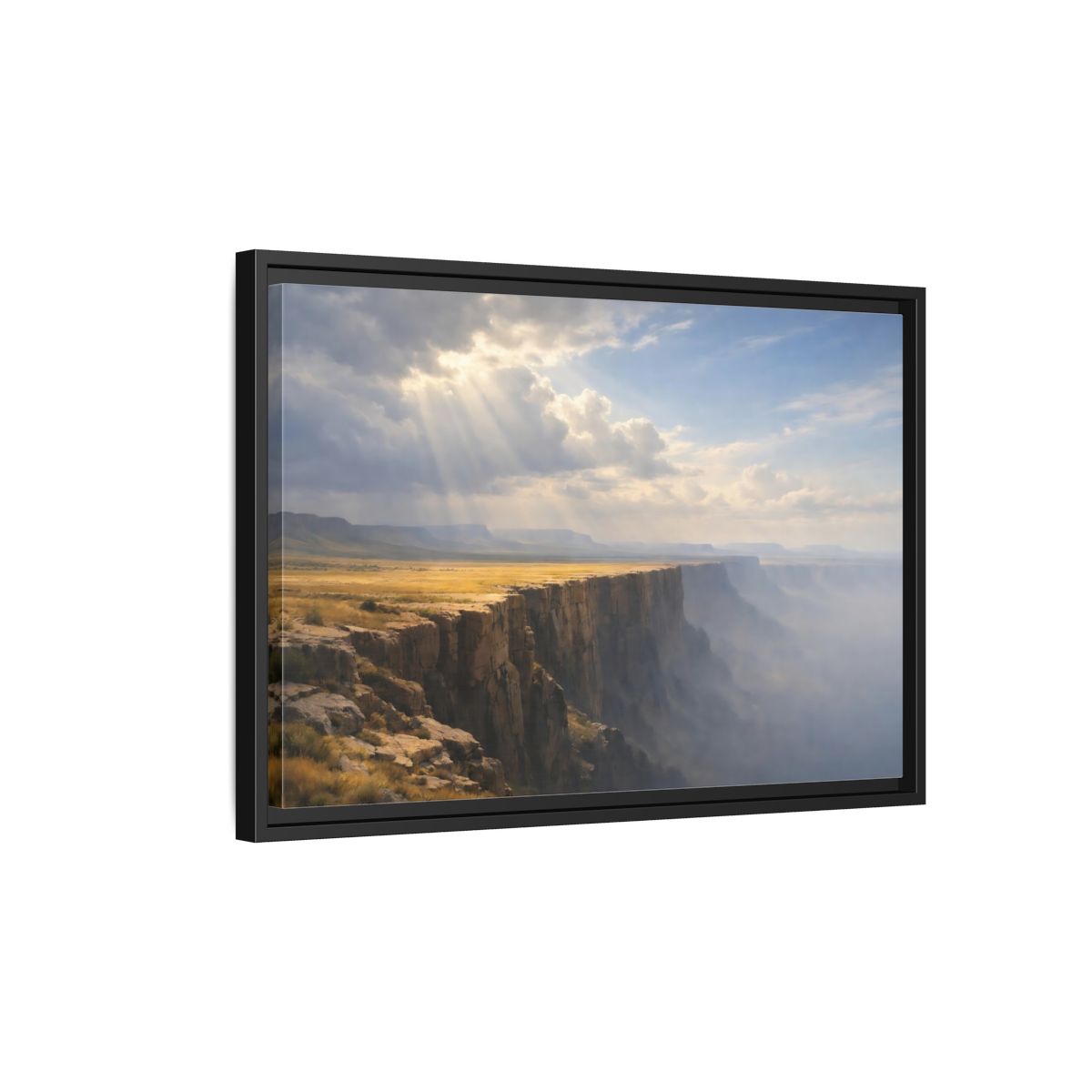 Side Mockup 3. Nature Canyon Golden Canyon shown as stretched canvas wall art