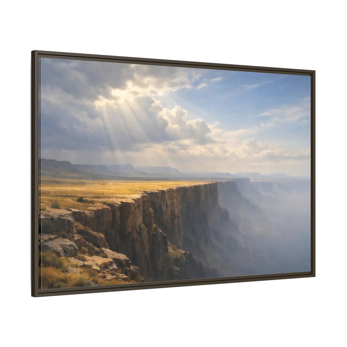 Side Mockup 8. Nature Canyon Golden Canyon shown as stretched canvas wall art