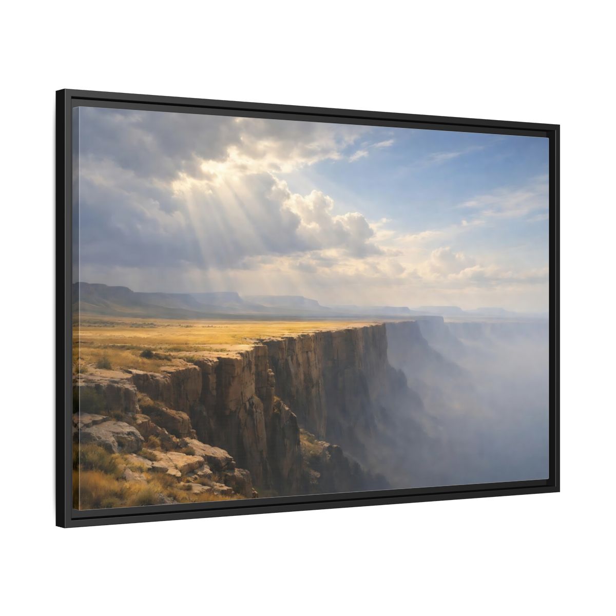 Side Mockup 13. Nature Canyon Golden Canyon shown as stretched canvas wall art