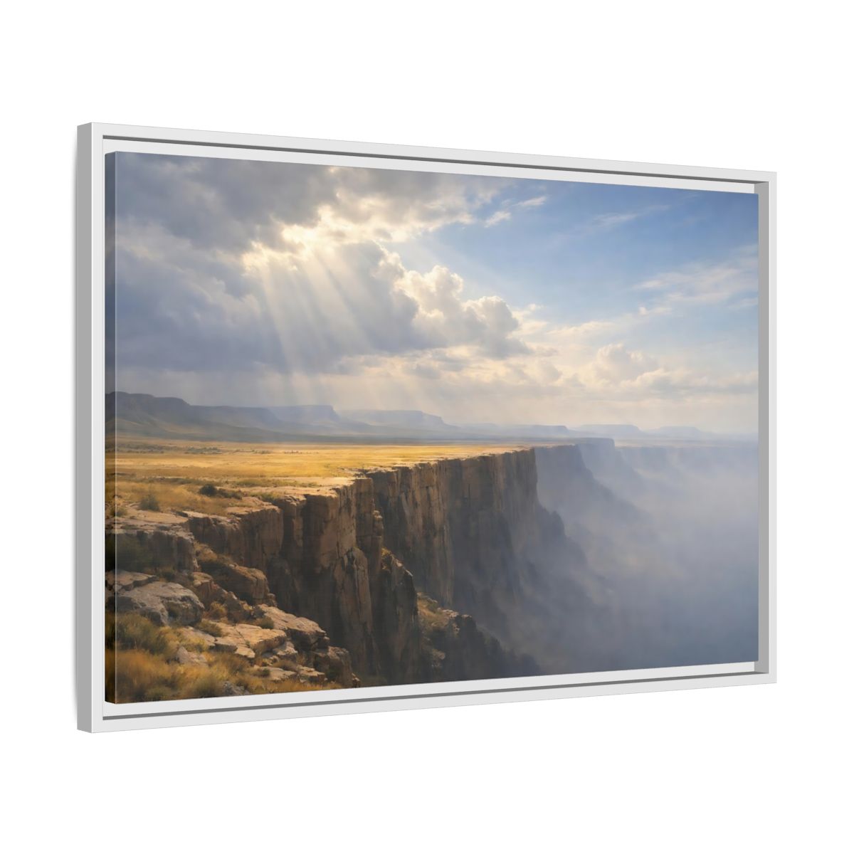 Side Mockup 10. Nature Canyon Golden Canyon shown as stretched canvas wall art