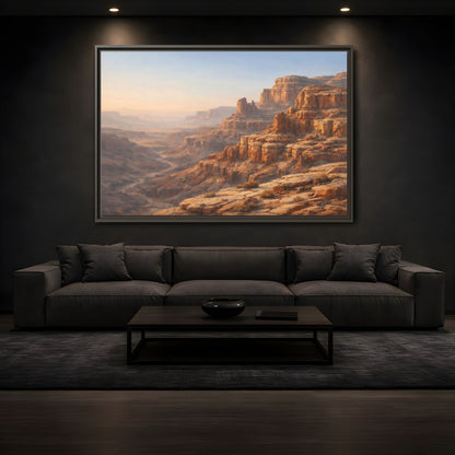Mockup 3. Nature Canyon Landscape Orange And Brown Canyon shown as stretched canvas wall art