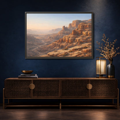 Mockup 4. Nature Canyon Landscape Orange And Brown Canyon shown as stretched canvas wall art