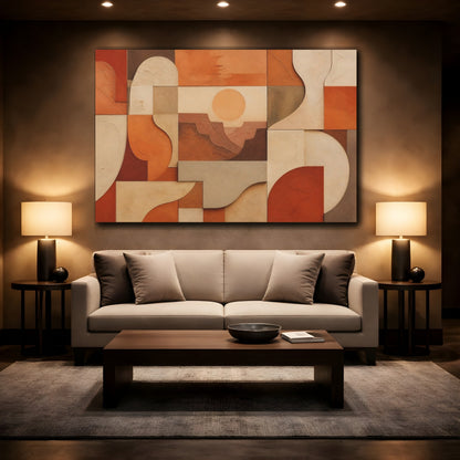 Mockup 2. Nature Canyon Landscape Terracotta Abstract shown as stretched canvas wall art