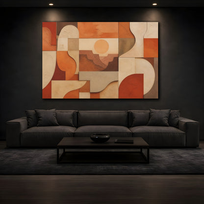 Mockup 3. Nature Canyon Landscape Terracotta Abstract shown as stretched canvas wall art