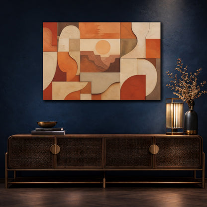 Mockup 4. Nature Canyon Landscape Terracotta Abstract shown as stretched canvas wall art