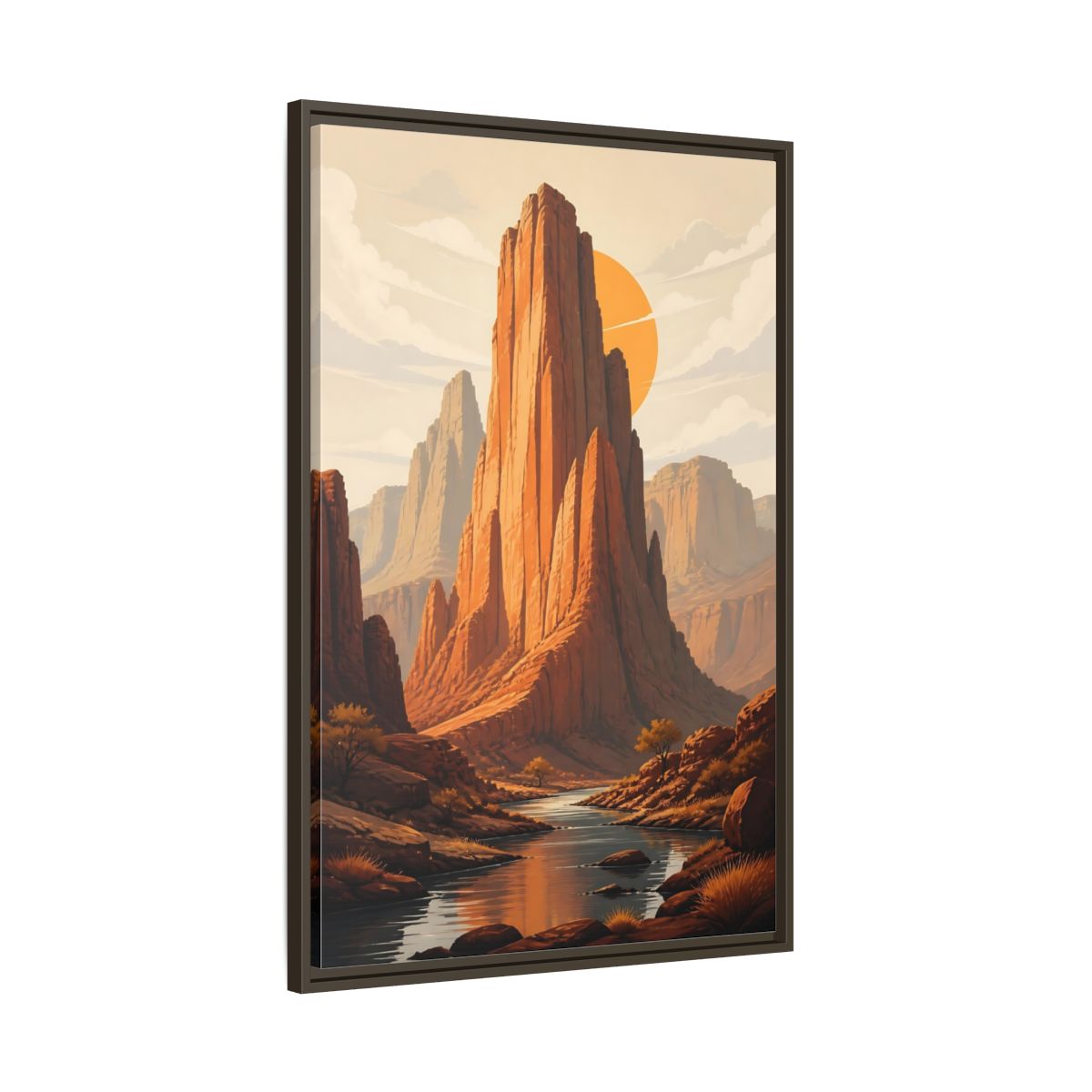 Main Mockup. Nature Canyon Mountains Orange Canyon shown as stretched canvas wall art