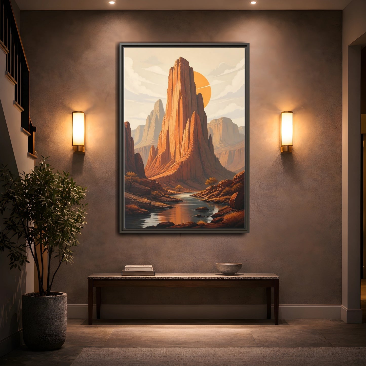 Mockup 2. Nature Canyon Mountains Orange Canyon shown as stretched canvas wall art