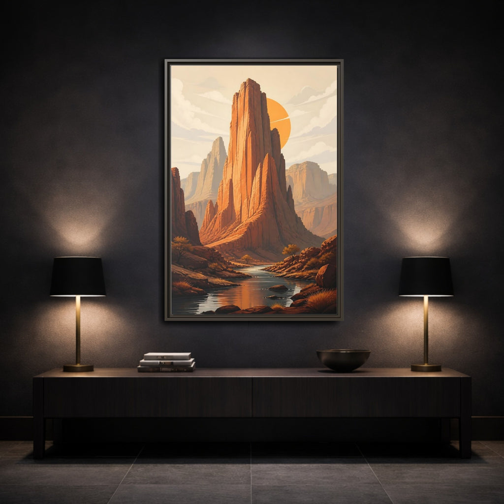 Mockup 3. Nature Canyon Mountains Orange Canyon shown as stretched canvas wall art