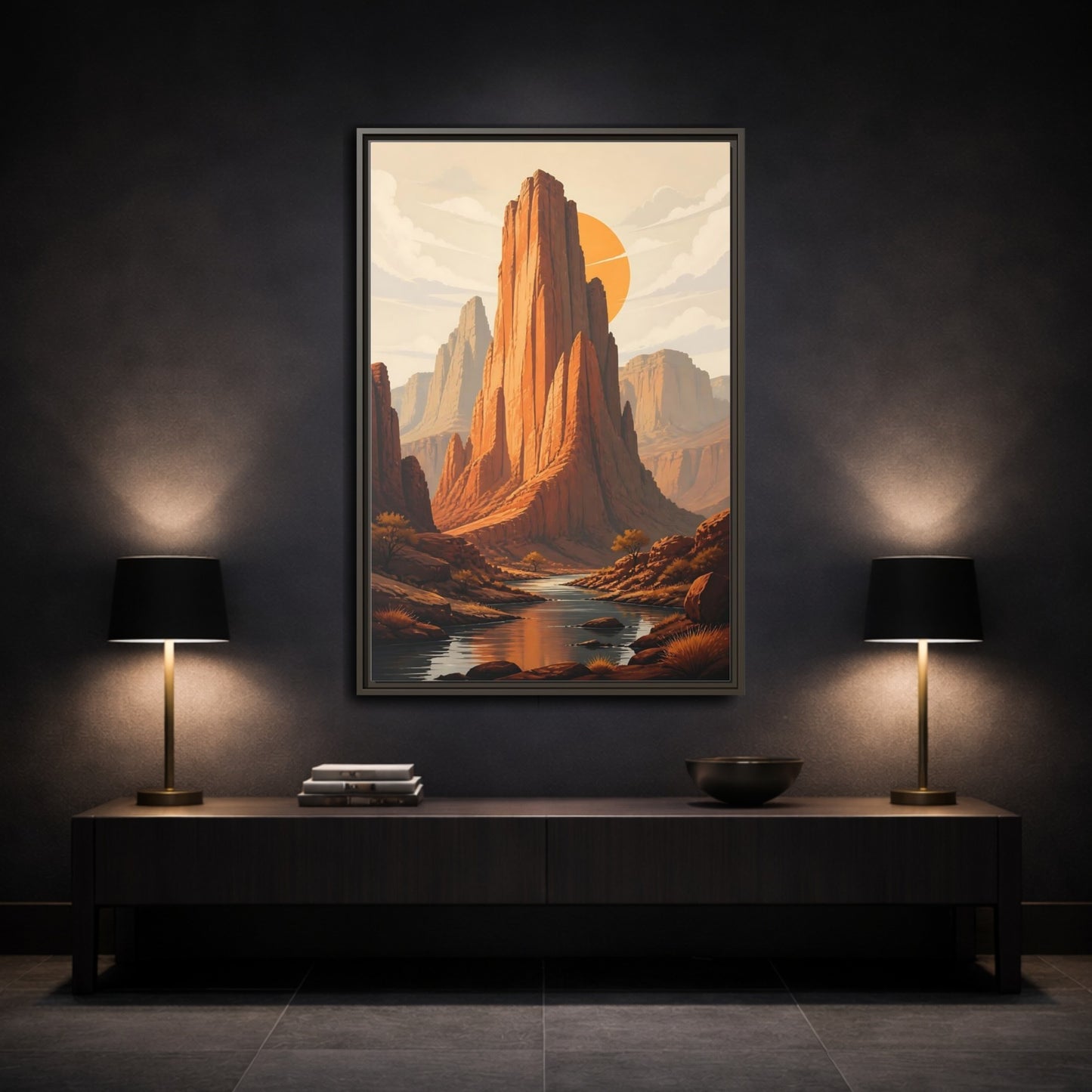 Mockup 3. Nature Canyon Mountains Orange Canyon shown as stretched canvas wall art