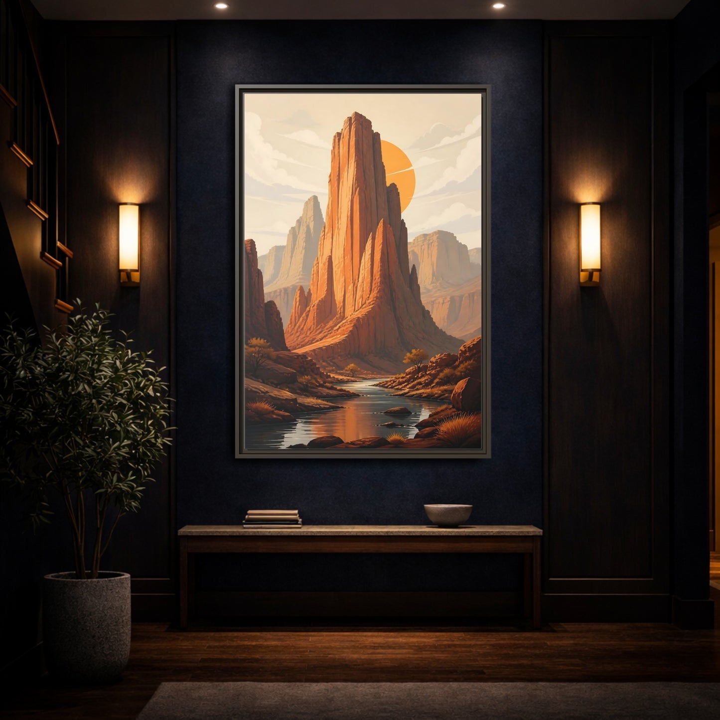 Mockup 4. Nature Canyon Mountains Orange Canyon shown as stretched canvas wall art