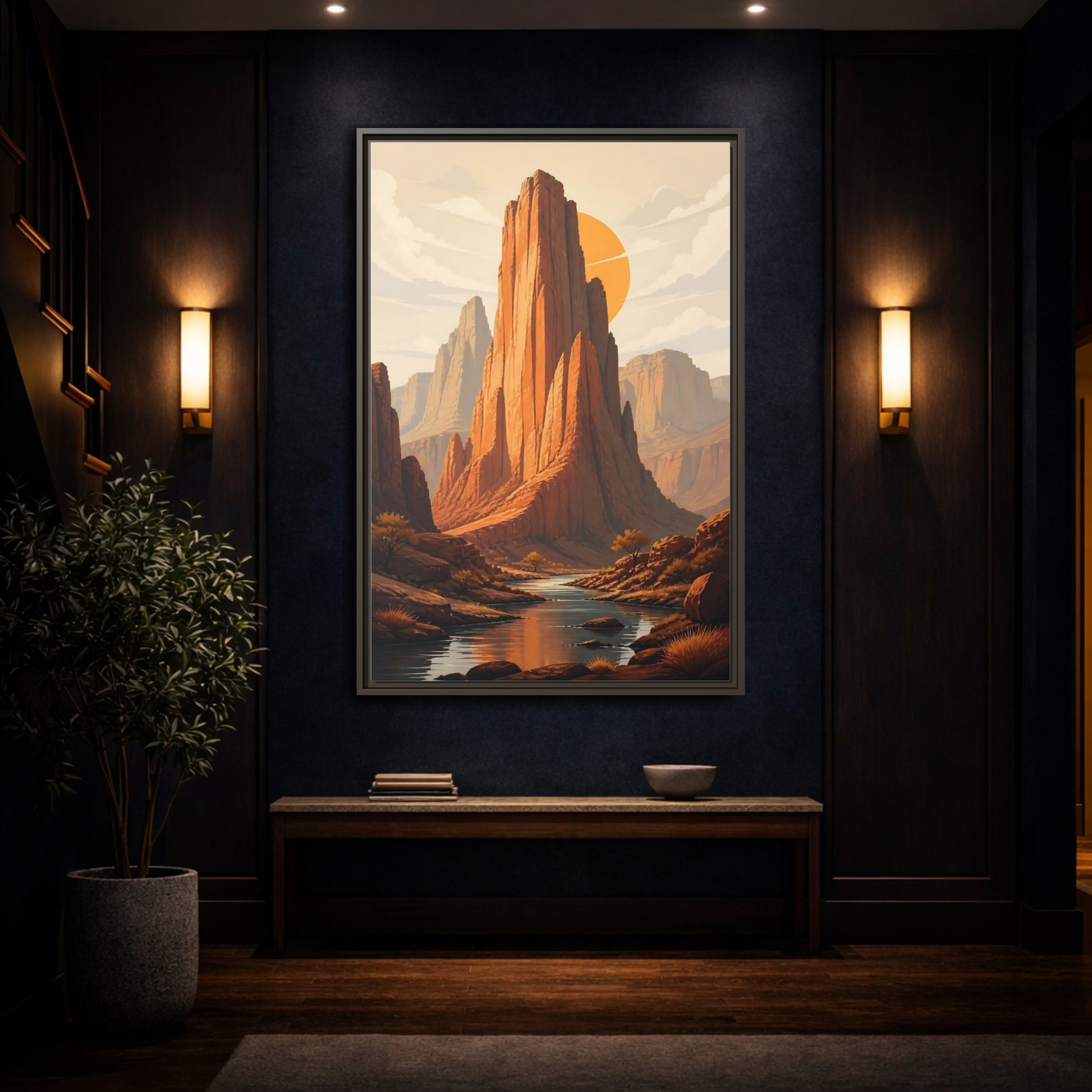 Mockup 4. Nature Canyon Mountains Orange Canyon shown as stretched canvas wall art