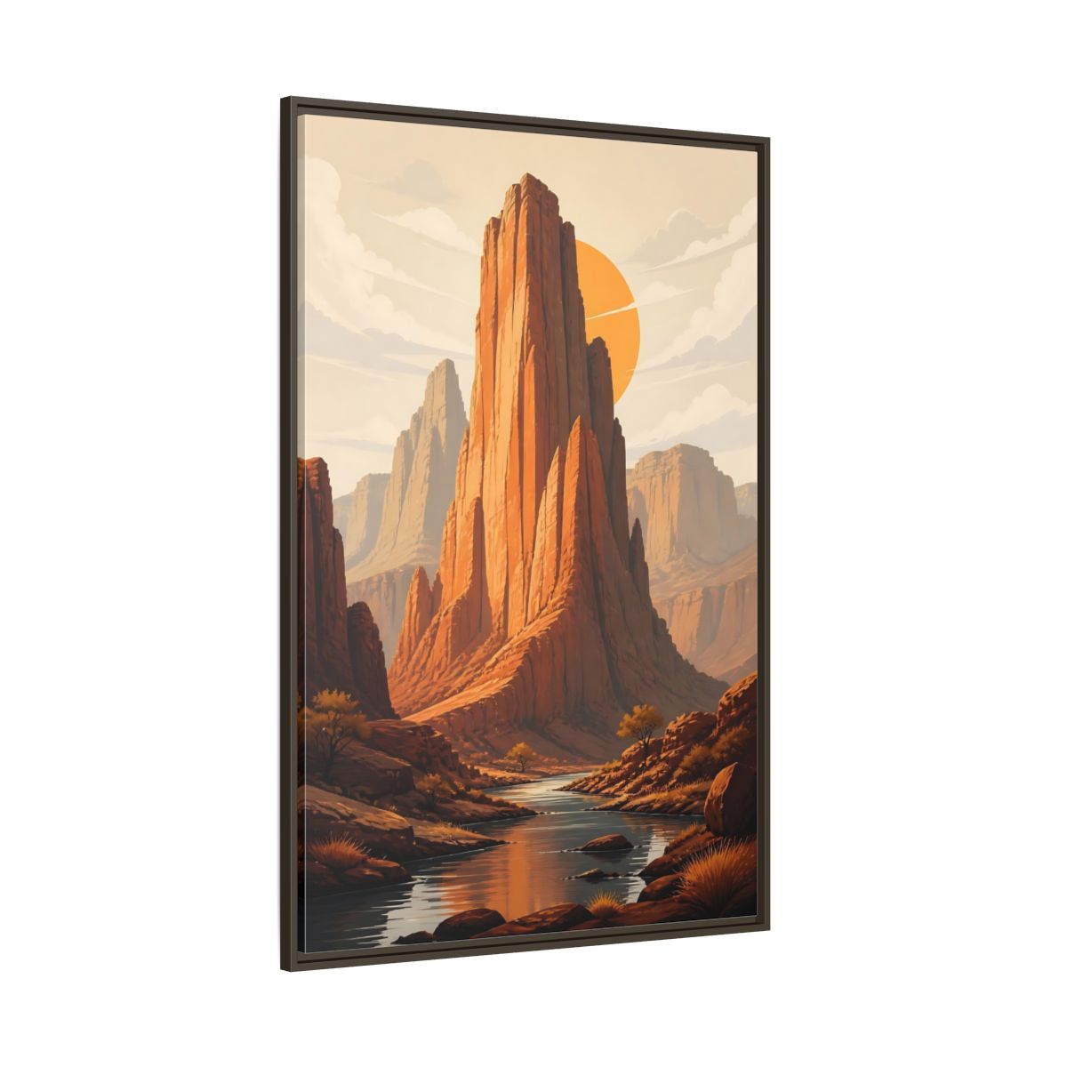 Side Mockup 8. Nature Canyon Mountains Orange Canyon shown as stretched canvas wall art