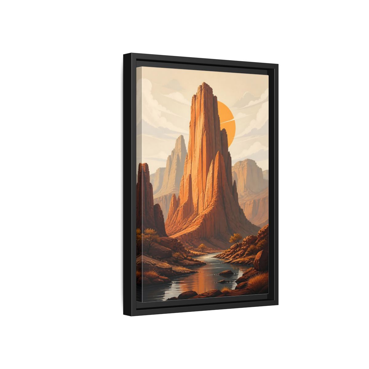 Side Mockup 6. Nature Canyon Mountains Orange Canyon shown as stretched canvas wall art